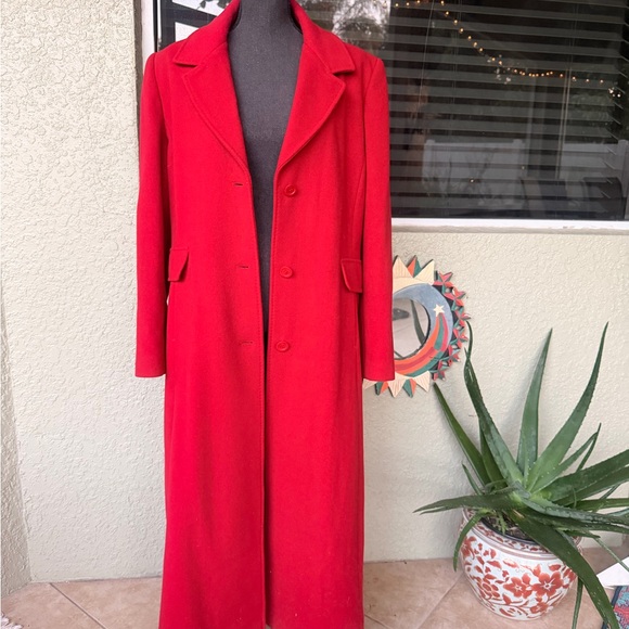 Marvin Richards Vibrant Scarlet Red Long Wool Coat Jacket - Picture 10 of 11